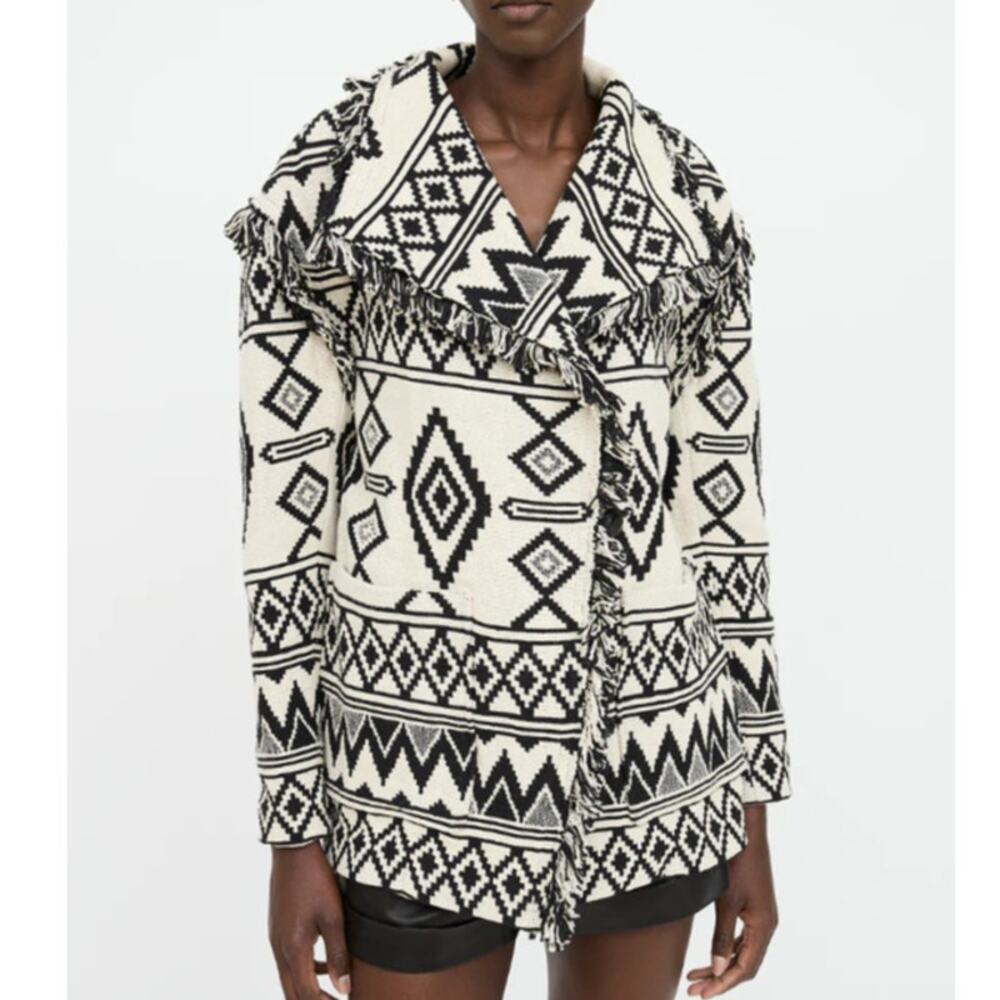 Isabel Marant Étoile Josiali Coat Womens FR38/M Knit Geometric Fringe Jacket